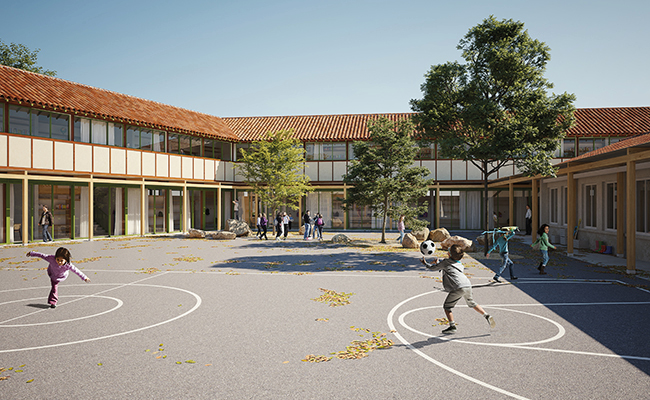 2019. « Restructuration et extension de l'école publique de Cérillan » - 1. La cour de récréation - Saint-Médard-en-Jalles (33) - avec Flint. Architecture & Urbanisme.jpg